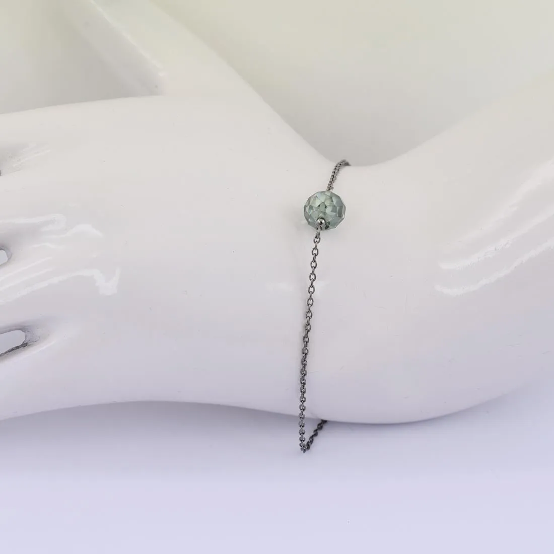 2.45 Ct Certified, Blue Diamond Chain Bracelet in Black Gold. Great Shine & Very Elegant