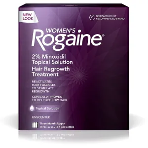 3 Month Supply Women's Rogaine Treatment for Hair Loss and Hair Thinning Minoxidil Solution