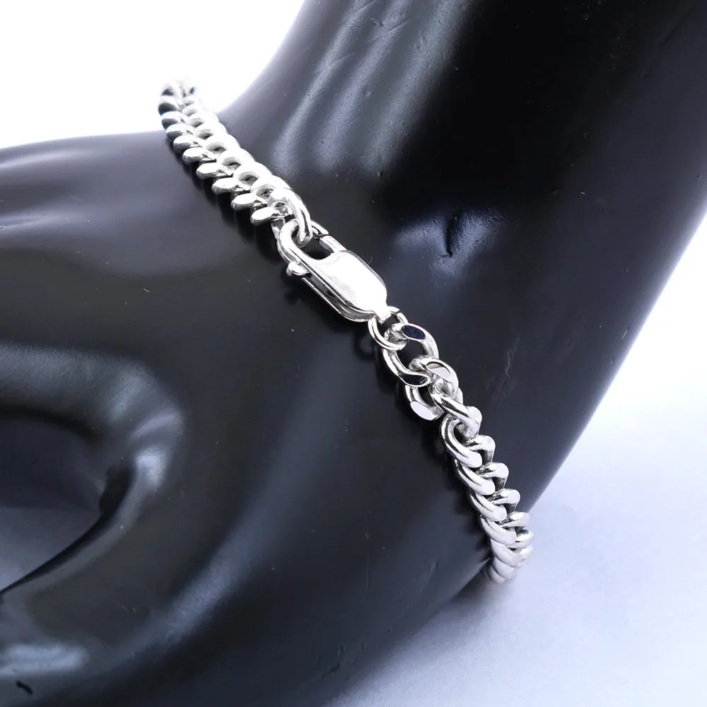 3.08 Ct AAA Quality Black Diamond Chain Men's Bracelet In Sterling Silver. Great Shine & Excellent Luster