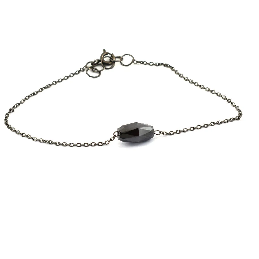 3.50 Ct Jet Black Diamond Sterling Silver Bracelet in Black Finish! AAA Certified, Drum Shape Bead