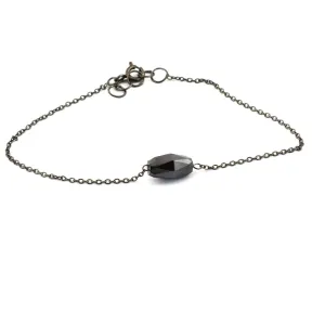 3.50 Ct Jet Black Diamond Sterling Silver Bracelet in Black Finish! AAA Certified, Drum Shape Bead