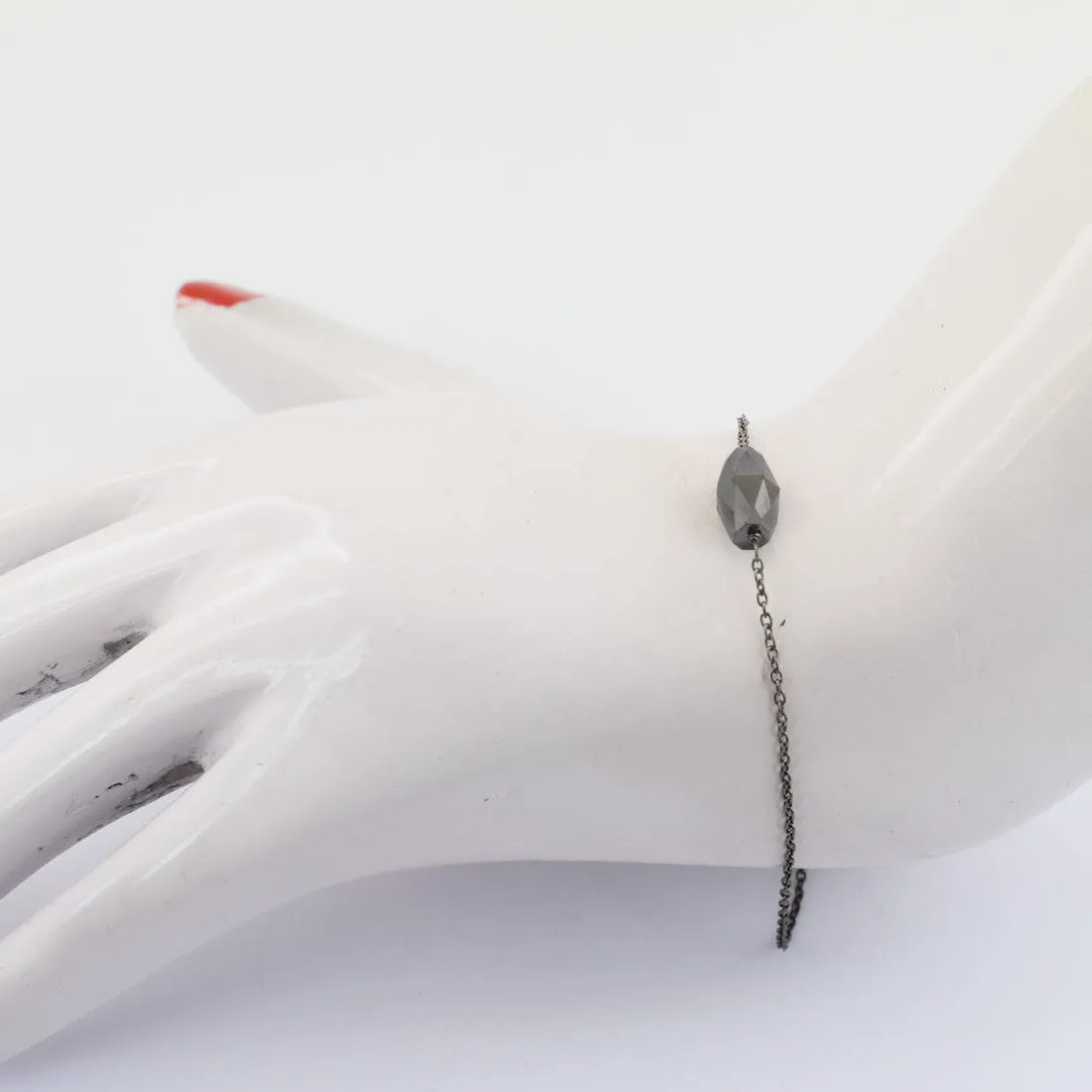 3.50 Ct Jet Black Diamond Sterling Silver Bracelet in Black Finish! AAA Certified, Drum Shape Bead