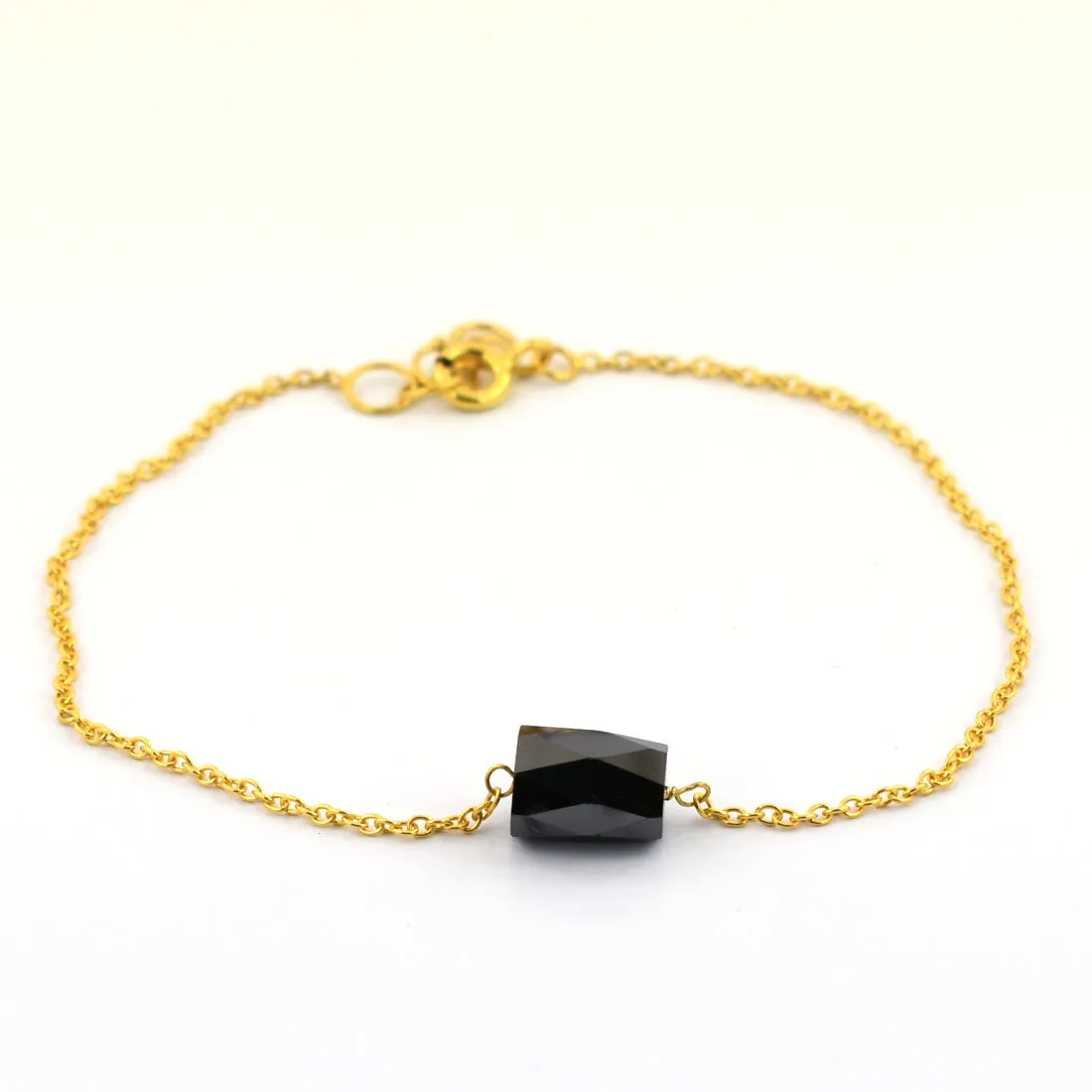 3.80 Ct Pipe Cut Black Diamond Silver Chain Bracelet In Yellow Finish. AAA Certified! Great Brilliance