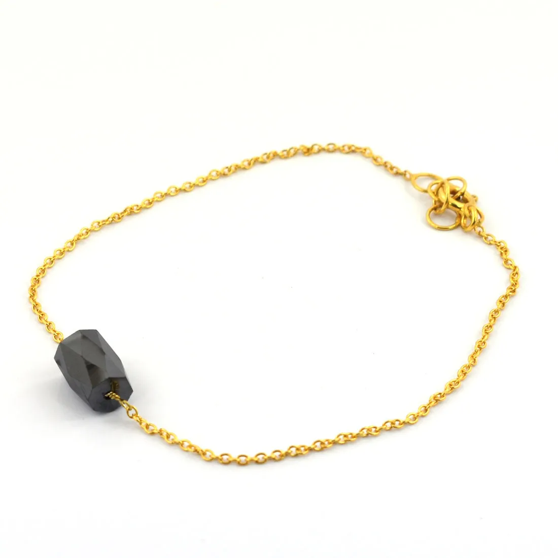 3.80 Ct Pipe Cut Black Diamond Silver Chain Bracelet In Yellow Finish. AAA Certified! Great Brilliance