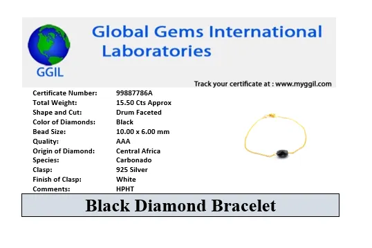 4 Ct Checker Cut Black Diamond Chain Bracelet, AAA Quality! Great Luster & Very Elegant