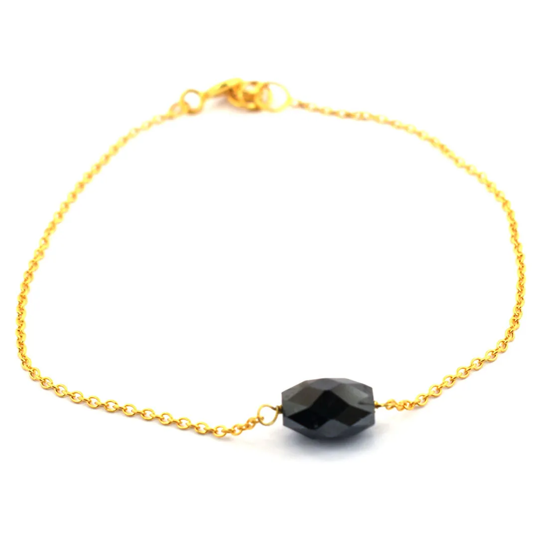 4 Ct Checker Cut Black Diamond Chain Bracelet, AAA Quality! Great Luster & Very Elegant