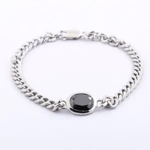 4 Ct Oval Shape Black Diamond Chain Bracelet, For Men's Gift in Sterling Silver! Great Brilliance