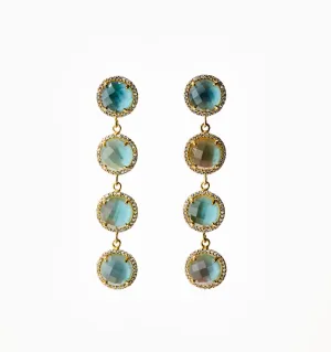4-Stone Drop Earrings - watercolors - gentle aqua