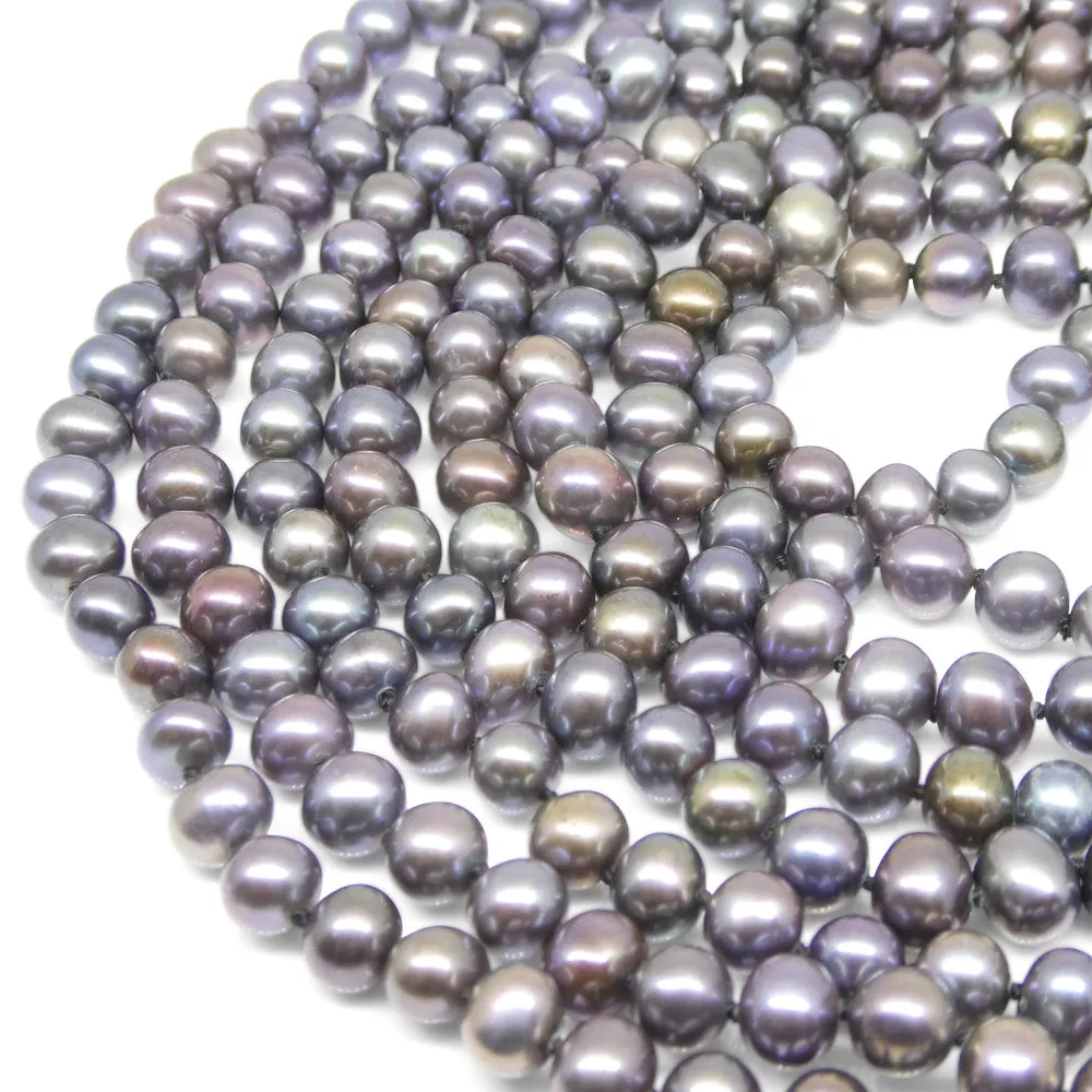 5-6mm Black Freshwater Pearl Necklace 2.5x Opera Length