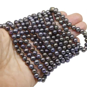 5-6mm Black Freshwater Pearl Necklace 2.5x Opera Length