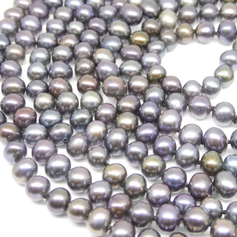 5-6mm Black Freshwater Pearl Necklace 2.5x Opera Length