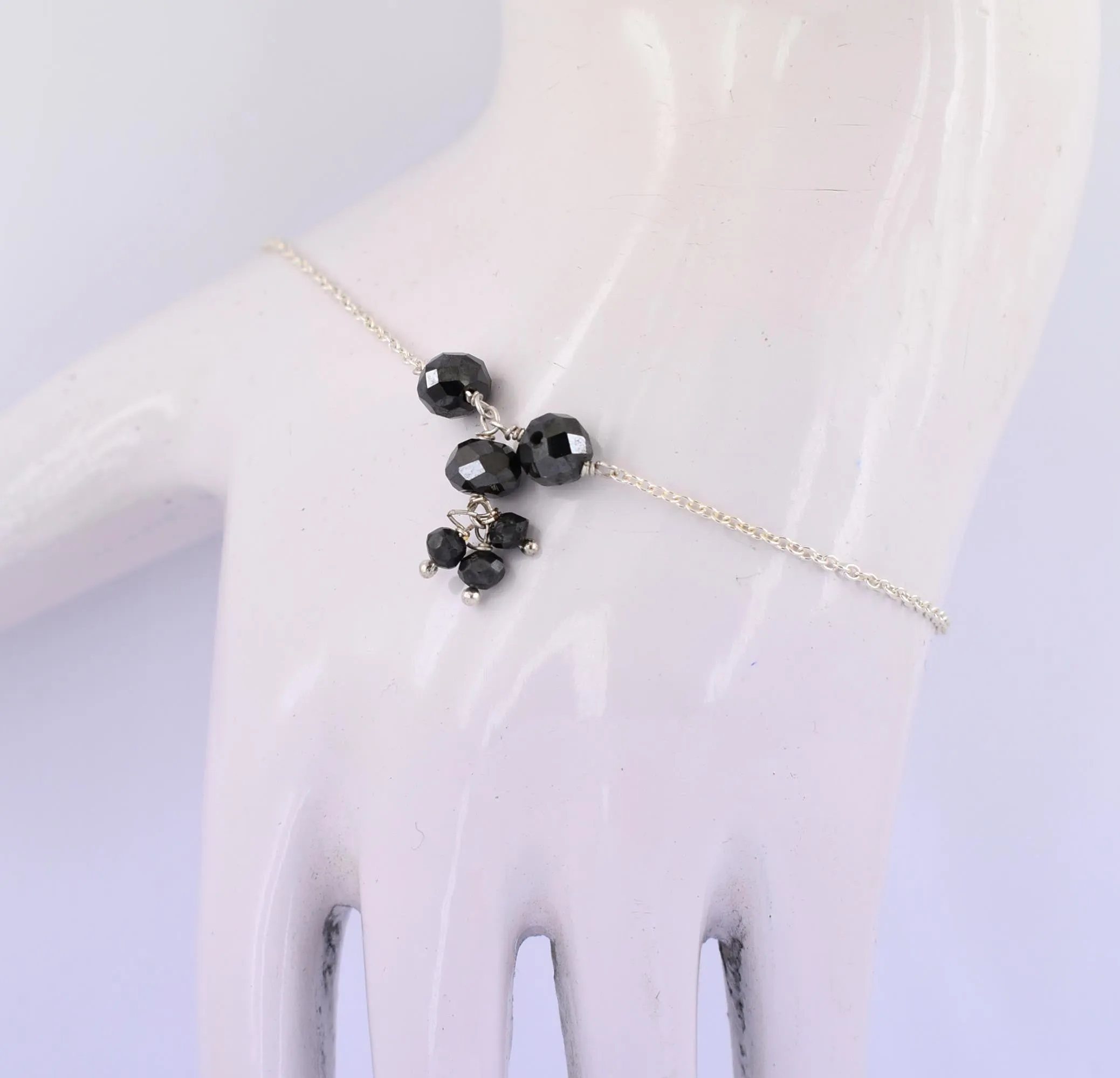 5.20 Ct AAA Certified Black Diamond Chain Bracelet in 925 Silver, Unique Design & Great Shine
