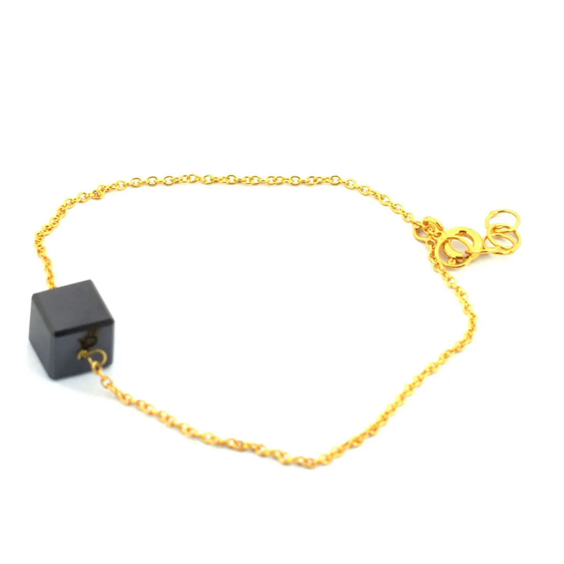 7 Carat Cube Shape Black Diamond Chain Bracelet in Yellow Finish, Great Brilliance & Luster
