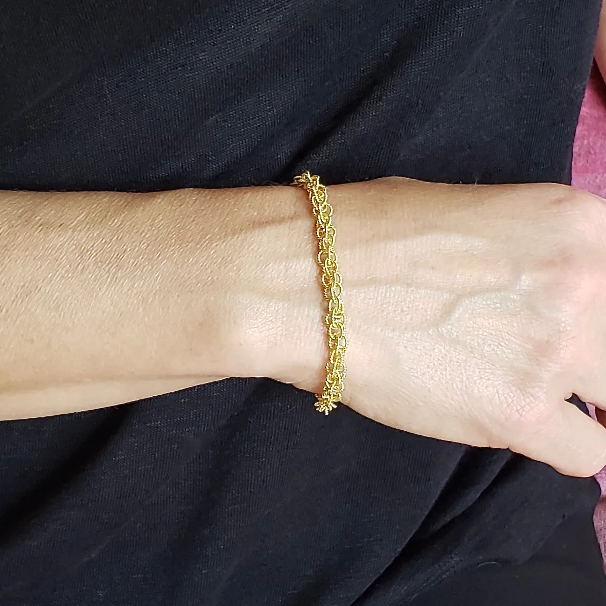 7.25" Handcrafted 24K Gold Vermeil 6mm Spinner Bracelet with Toggle Clasp