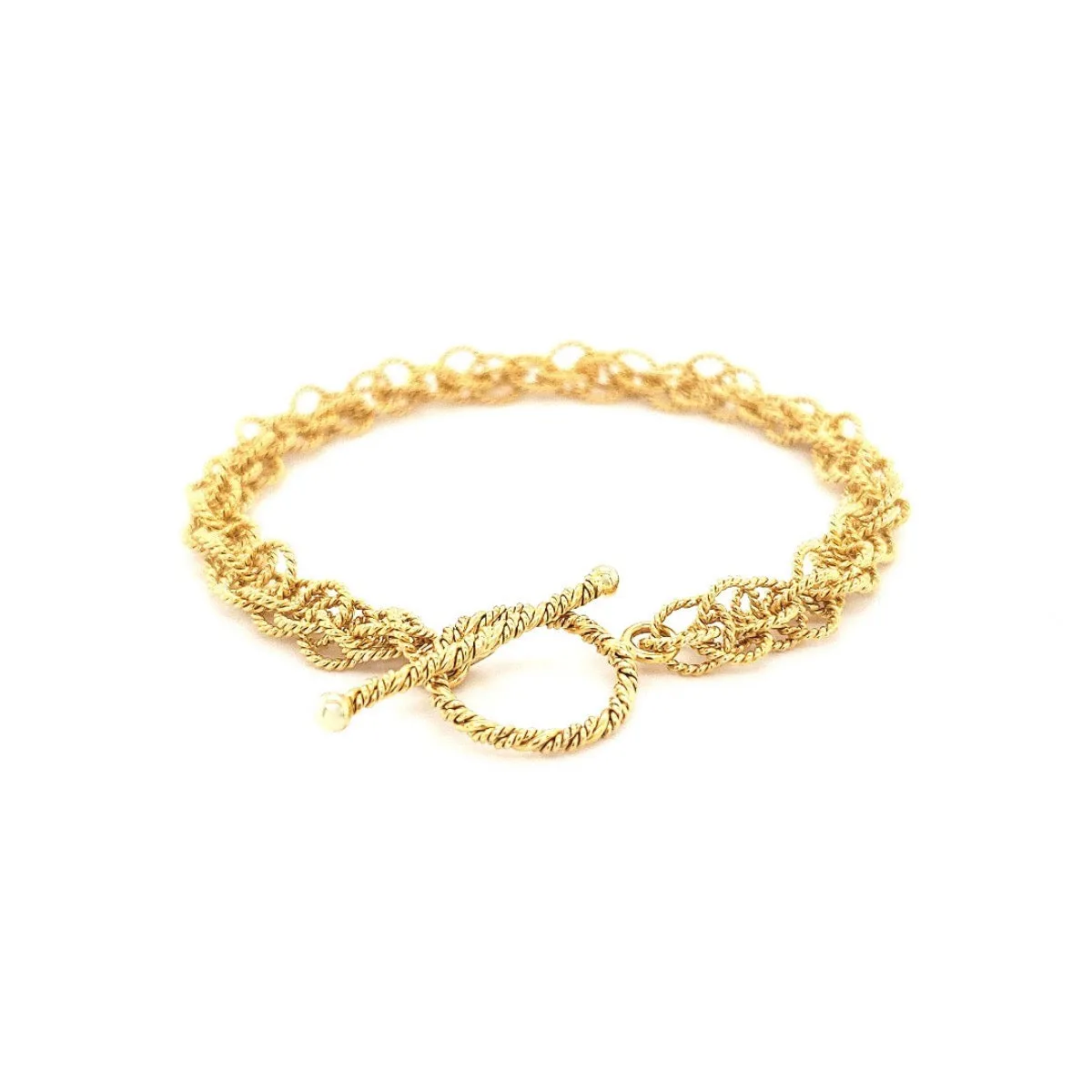 7.25" Handcrafted 24K Gold Vermeil 6mm Spinner Bracelet with Toggle Clasp