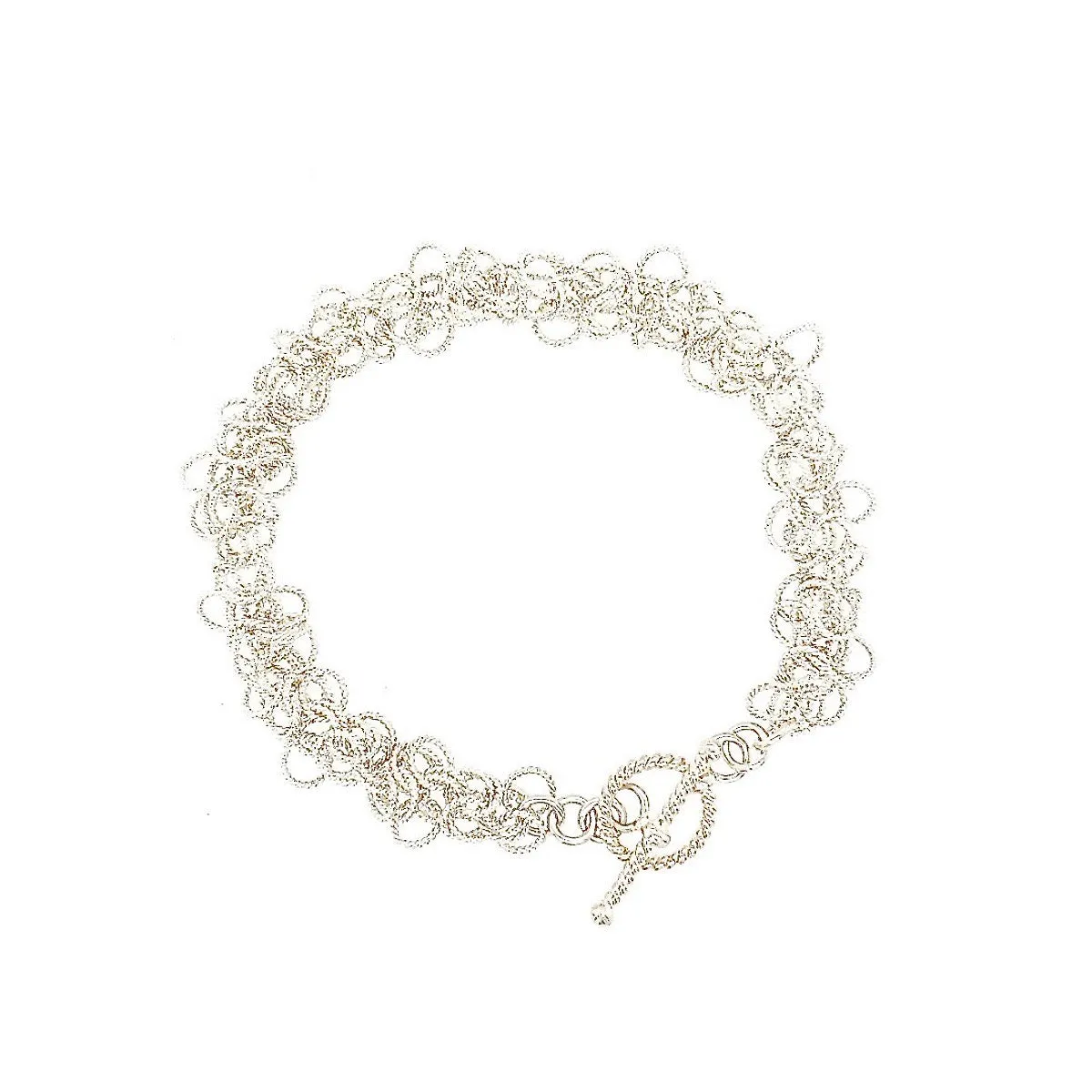 7.25" Handcrafted 925 Sterling Silver Classic Frilly Bracelet with Toggle Clasp