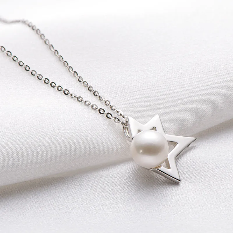 7.5-8mm White Freshwater Pearl Pendant Necklace