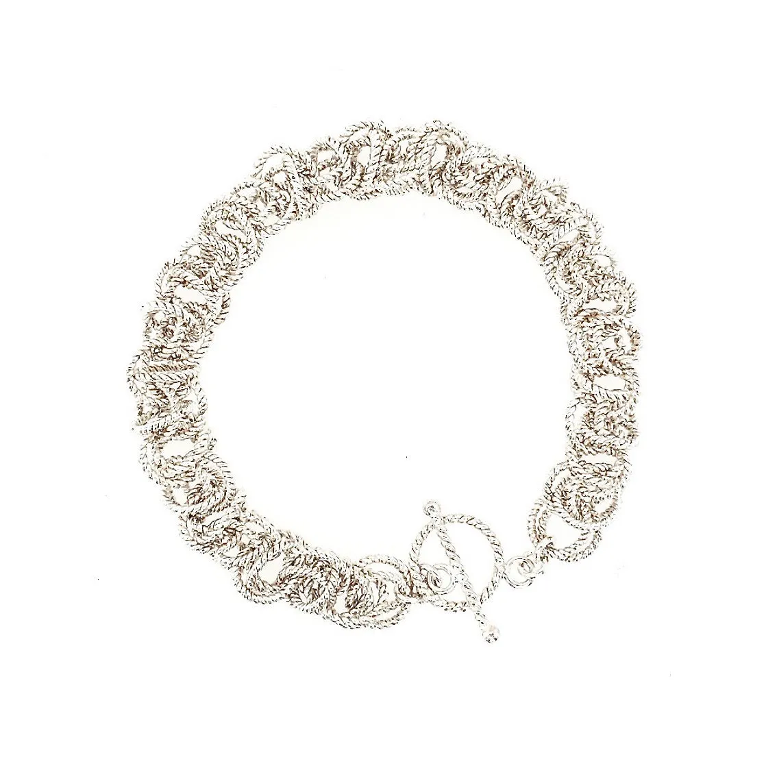 7.5" 925 Sterling Silver 10mm Saturn Bracelet with Toggle Clasp
