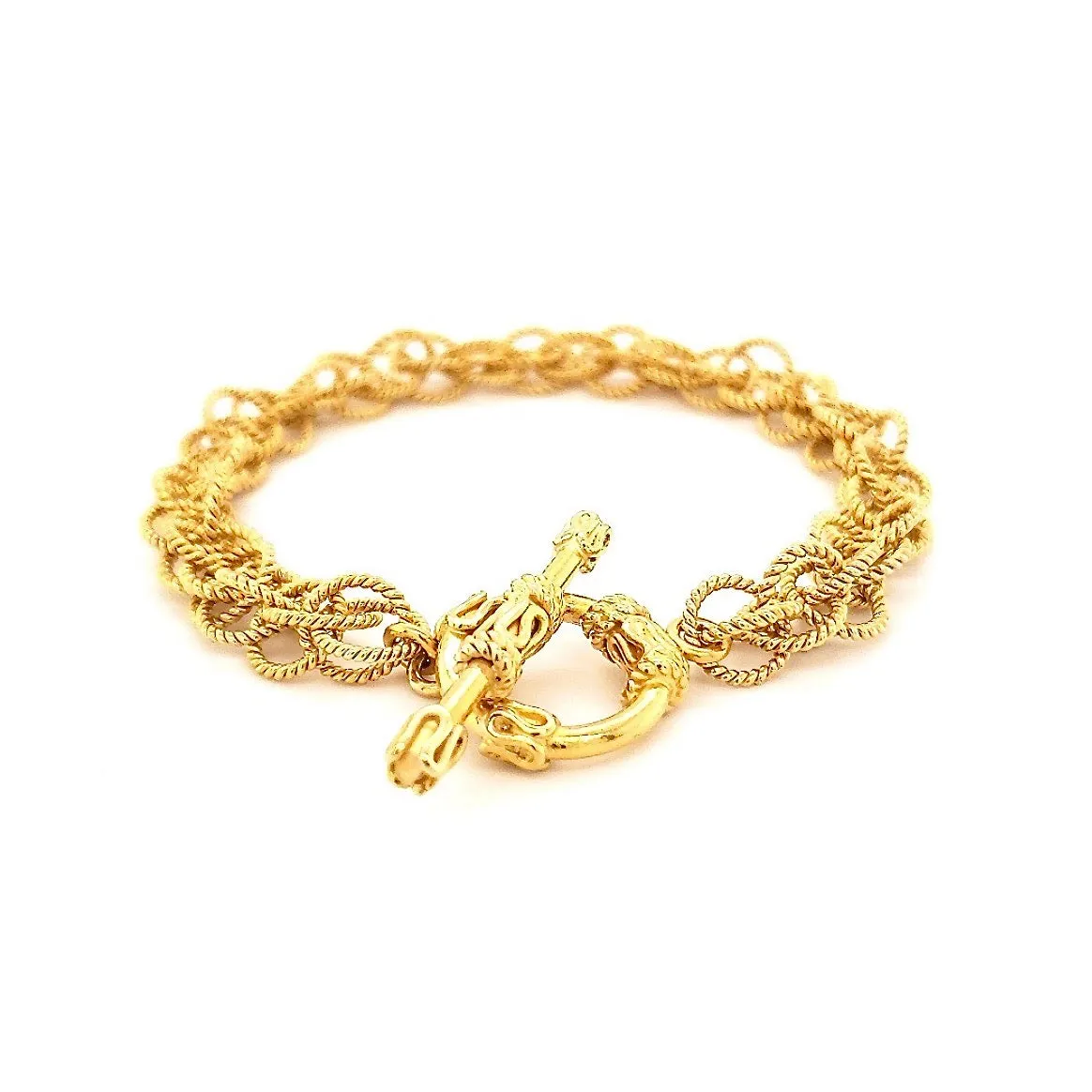 7.5" Handcrafted 24K Gold Vermeil Spinner Bracelet with Toggle Clasp