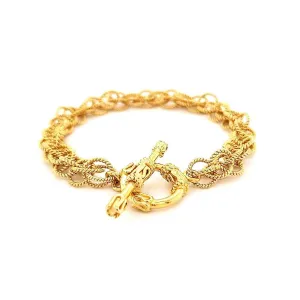 7.5" Handcrafted 24K Gold Vermeil Spinner Bracelet with Toggle Clasp