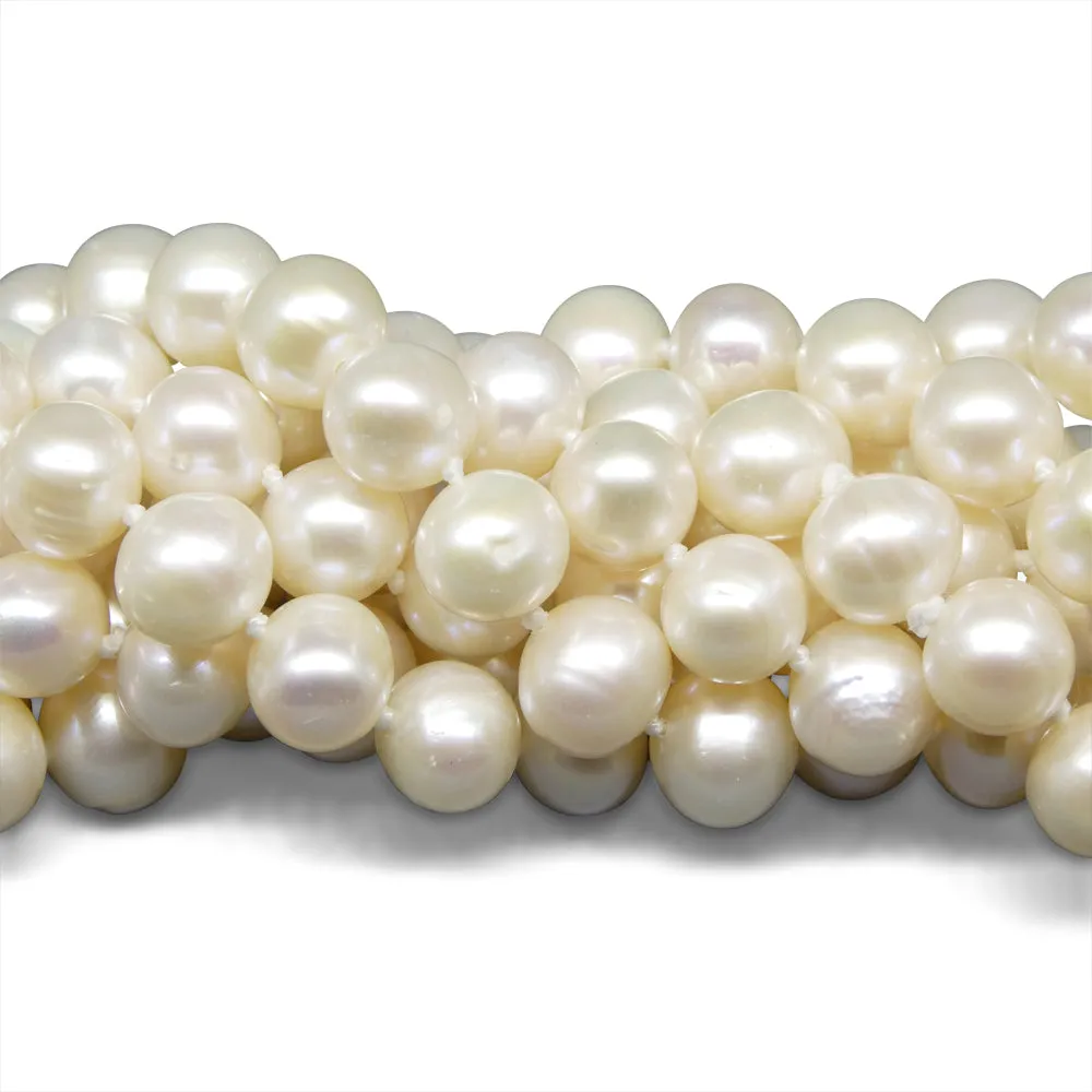 8-9mm White Freshwater Pearl Necklace 2.5x Opera Length