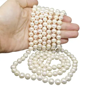 8-9mm White Freshwater Pearl Necklace 2.5x Opera Length