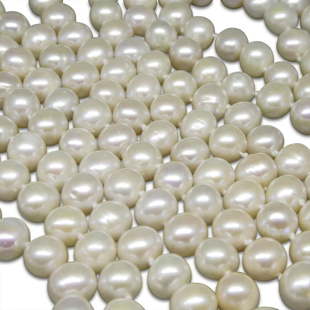 8-9mm White Freshwater Pearl Necklace 2.5x Opera Length
