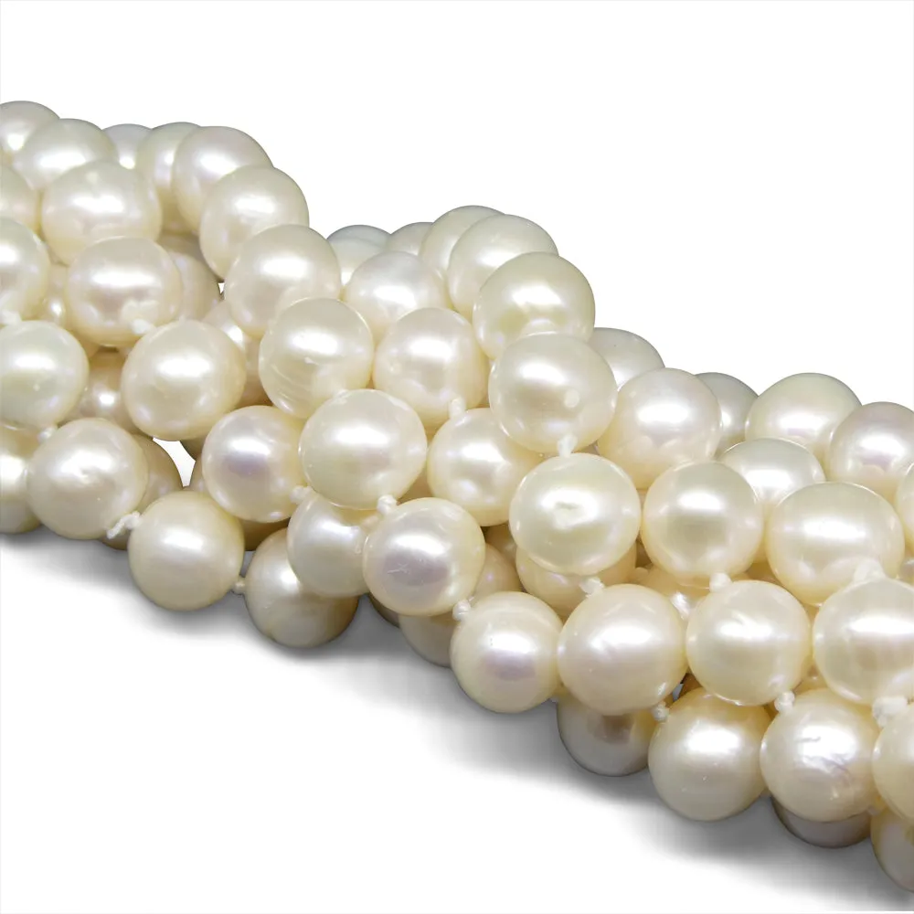8-9mm White Freshwater Pearl Necklace 2.5x Opera Length