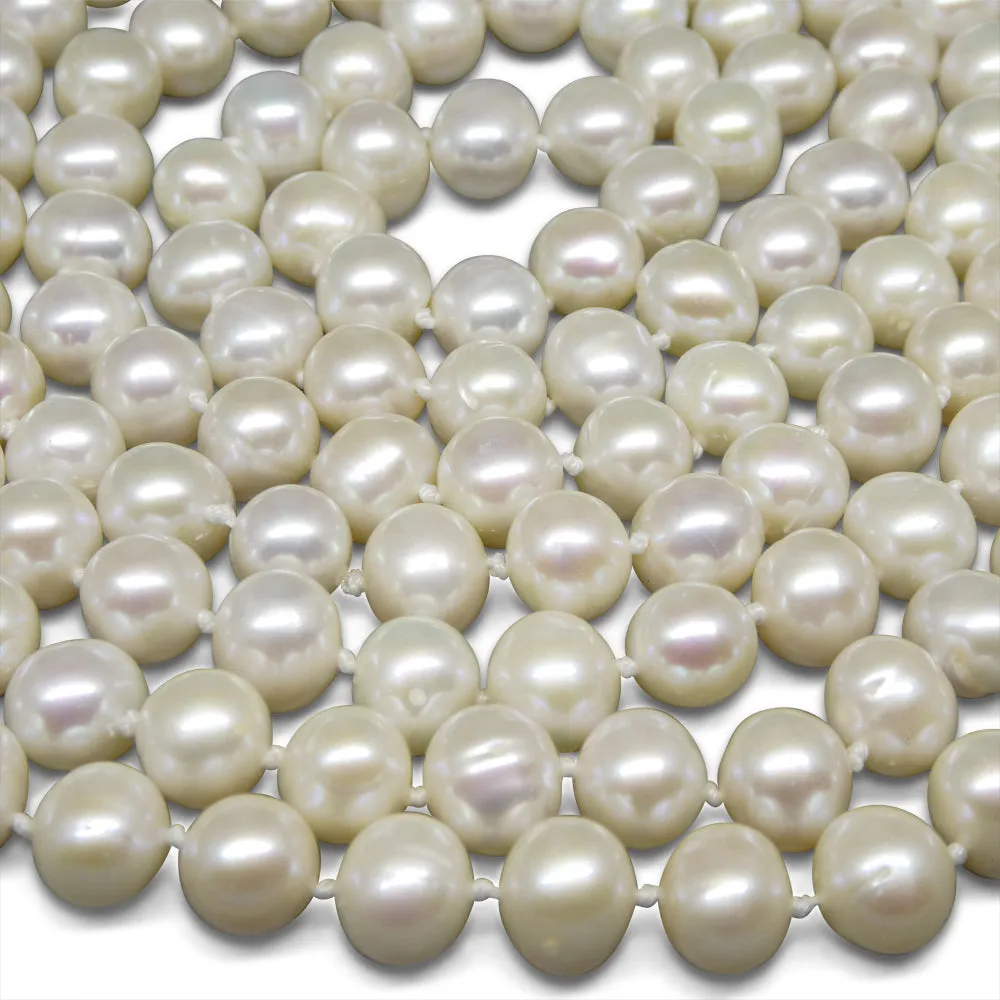 8-9mm White Freshwater Pearl Necklace 2.5x Opera Length