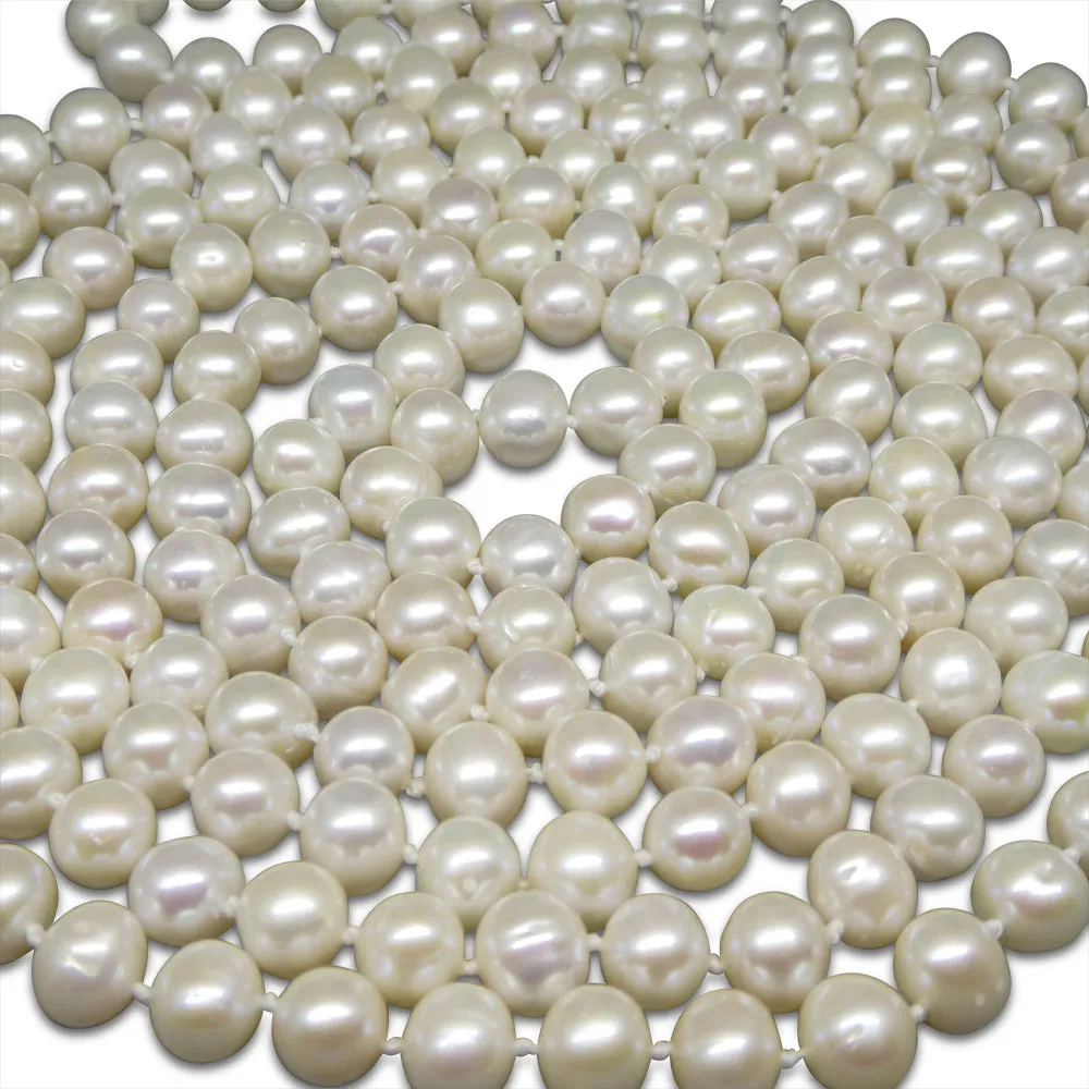 8-9mm White Freshwater Pearl Necklace 2.5x Opera Length