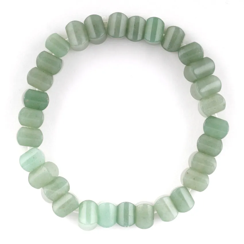 8mm Faceted Pumpkin Green Aventurine Gem Stone Bracelet
