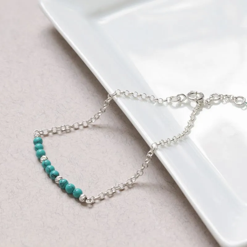 925 Silver Turquoise Bracelet - December Birthstone Gift