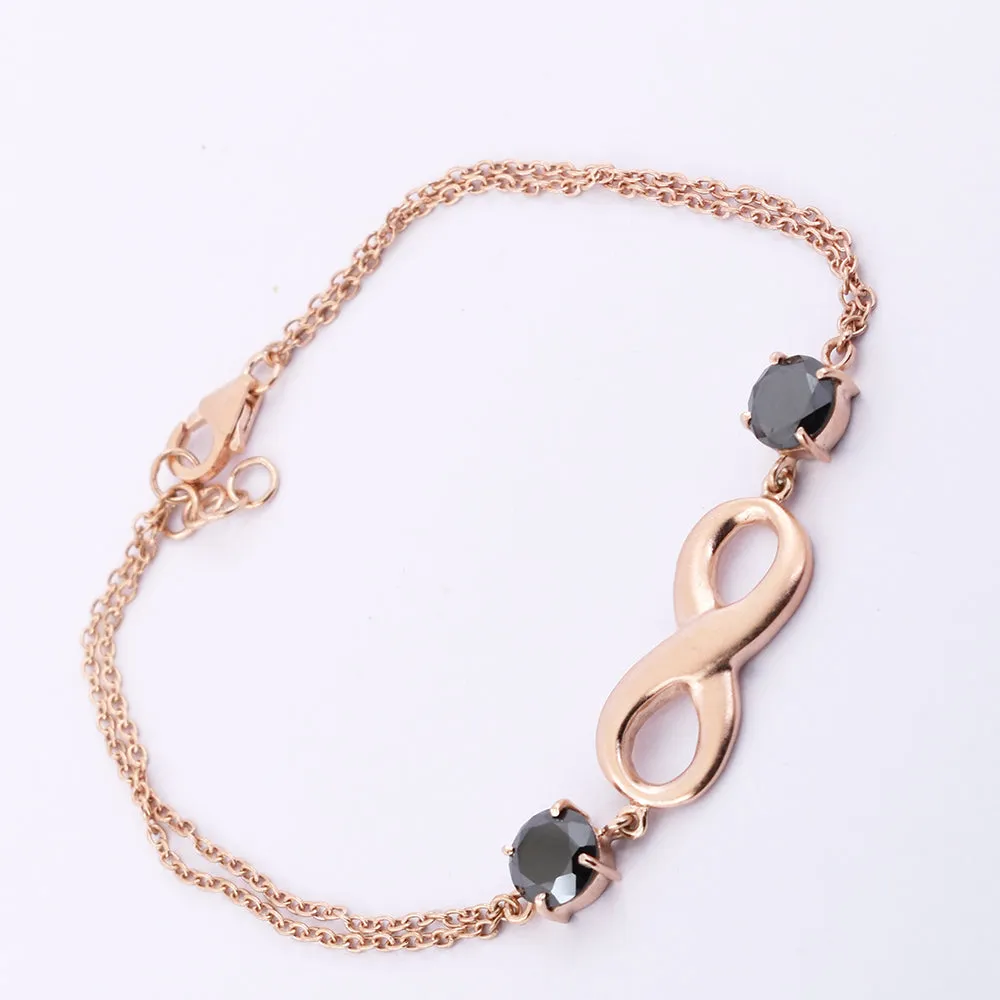 AAA Certified 2.68 Ct Rose Cut Black Diamond Infinite Bracelet in 925 Silver, For Wedding Gift, Girlfriends Gift