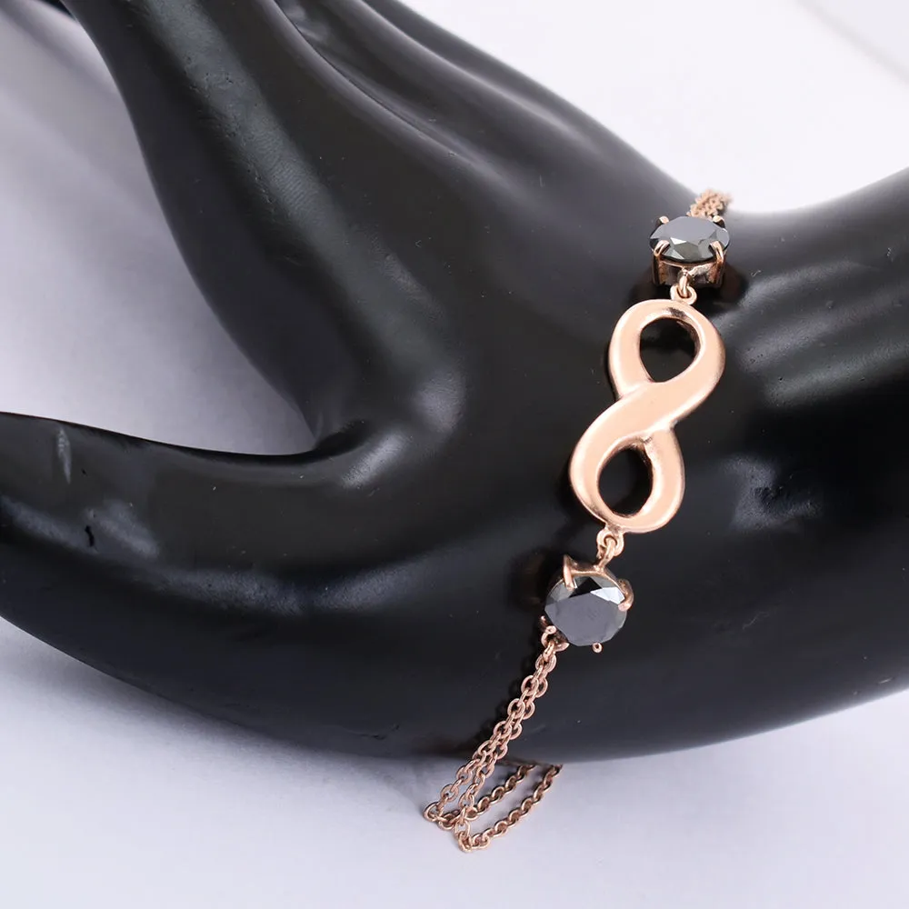 AAA Certified 2.68 Ct Rose Cut Black Diamond Infinite Bracelet in 925 Silver, For Wedding Gift, Girlfriends Gift