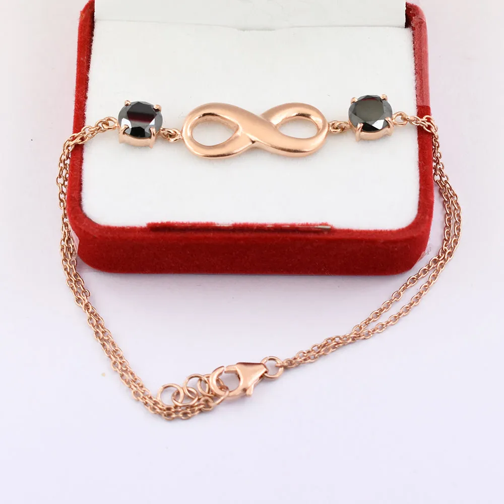 AAA Certified 2.68 Ct Rose Cut Black Diamond Infinite Bracelet in 925 Silver, For Wedding Gift, Girlfriends Gift