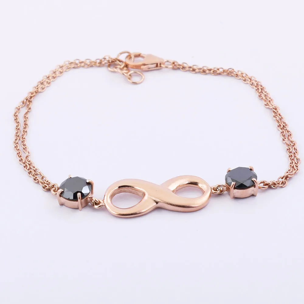 AAA Certified 2.68 Ct Rose Cut Black Diamond Infinite Bracelet in 925 Silver, For Wedding Gift, Girlfriends Gift
