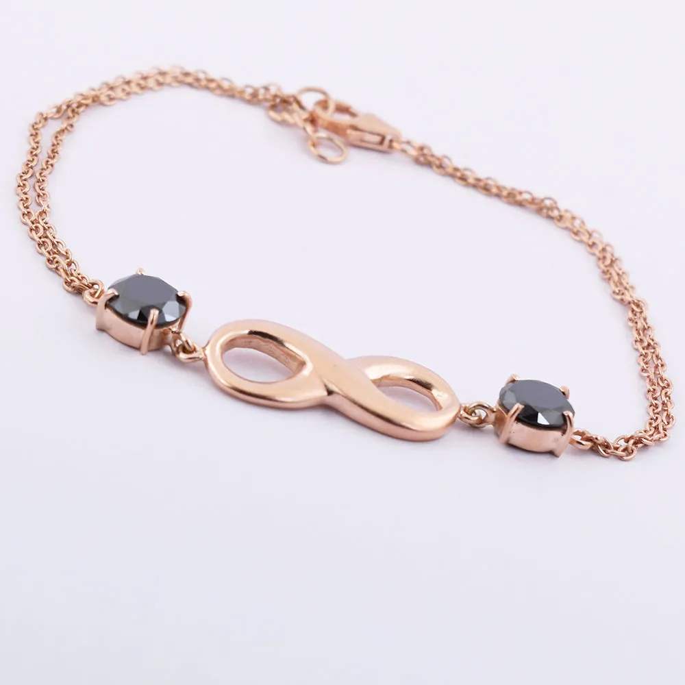 AAA Certified 2.68 Ct Rose Cut Black Diamond Infinite Bracelet in 925 Silver, For Wedding Gift, Girlfriends Gift
