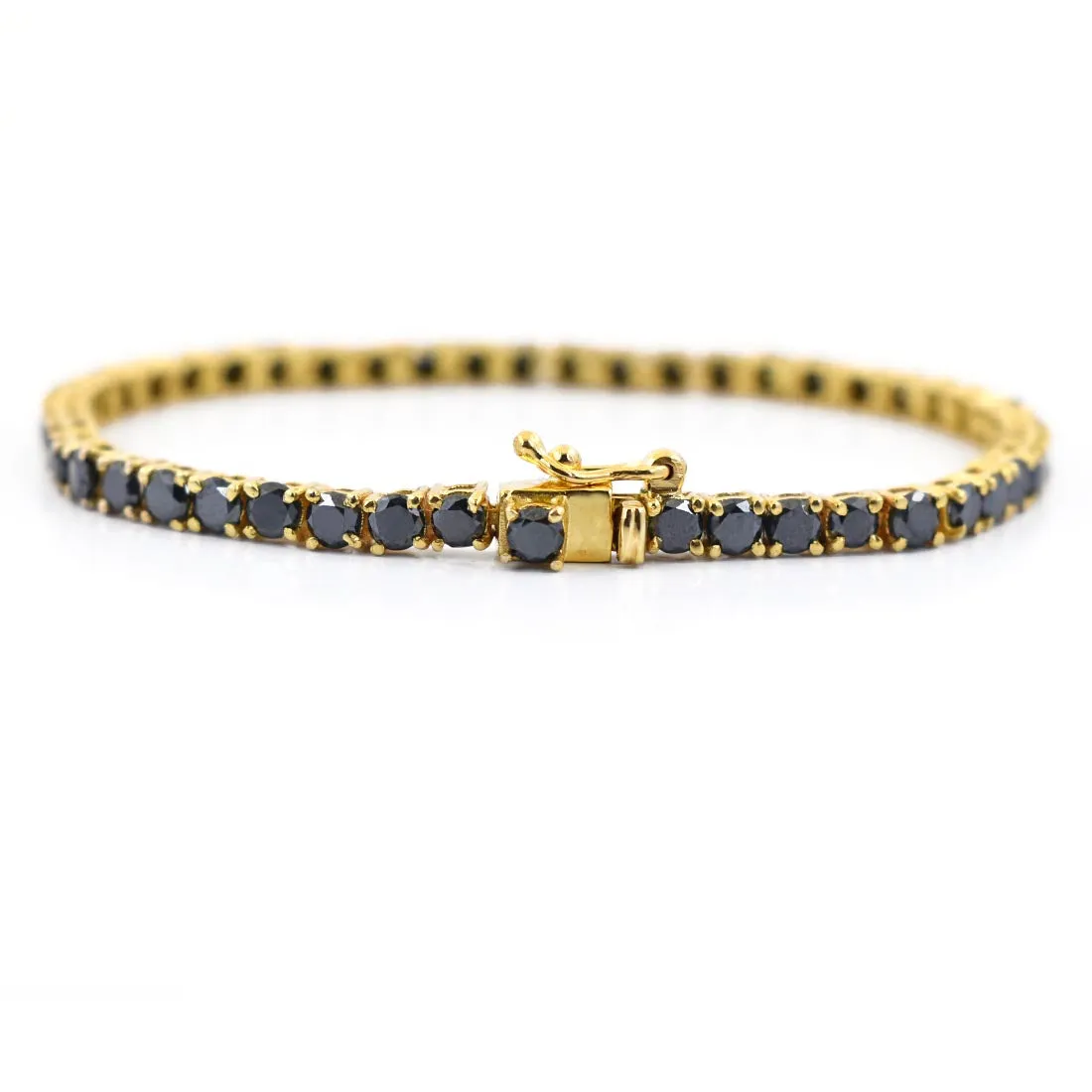 AAA Certified 5 mm Black Diamond Tennis Bracelet in 925 Sterling Silver. Great Sparkle and Very Elegant