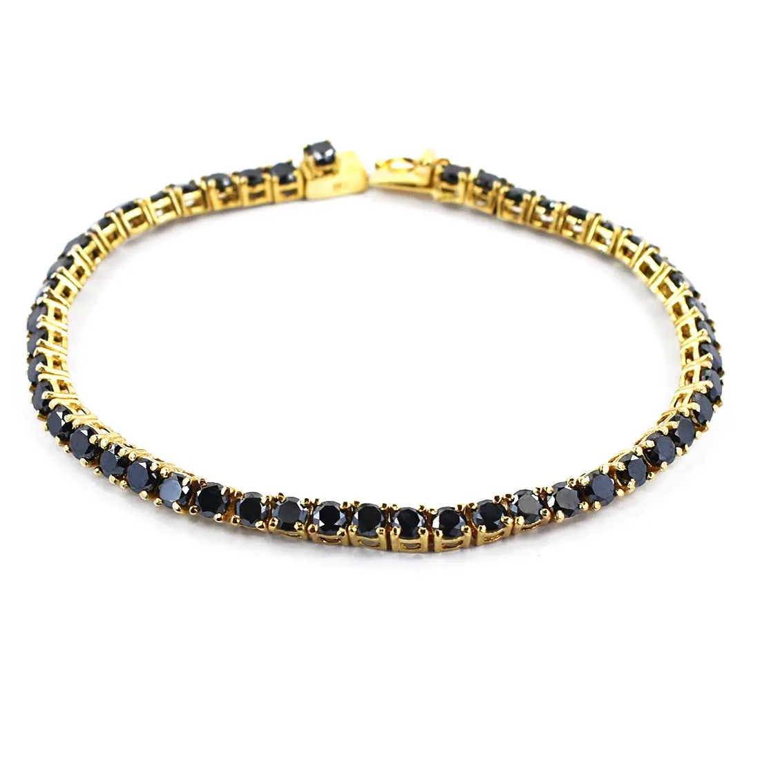 AAA Certified 5 mm Black Diamond Tennis Bracelet in 925 Sterling Silver. Great Sparkle and Very Elegant