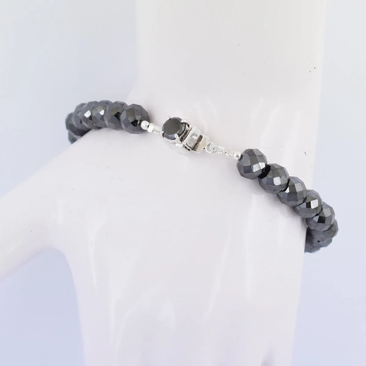 AAA Certified 7 mm Black Diamond Bracelet with 2 ct Solitaire Clasp! Amazing Collection & Great Shine
