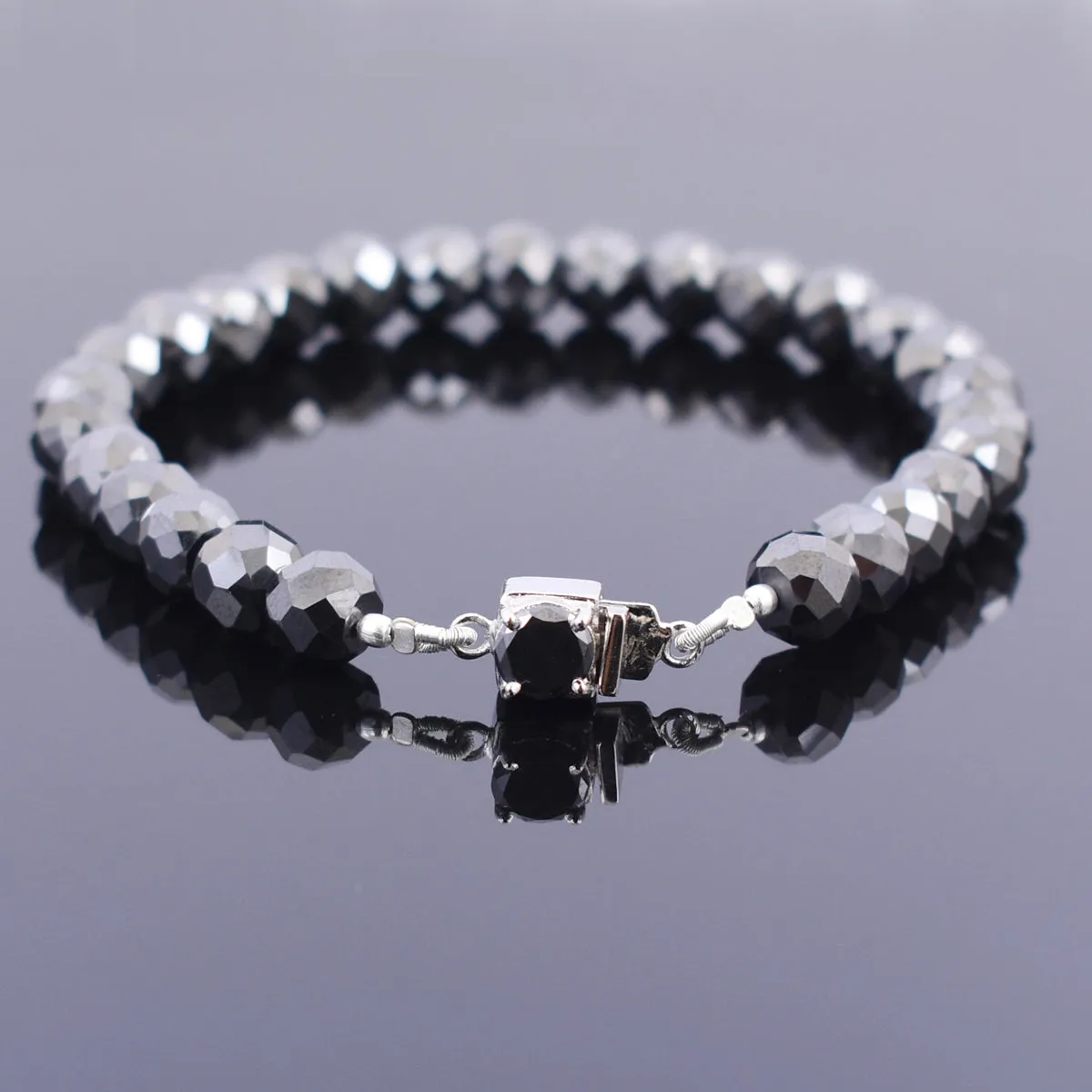 AAA Certified 7 mm Black Diamond Bracelet with 2 ct Solitaire Clasp! Amazing Collection & Great Shine