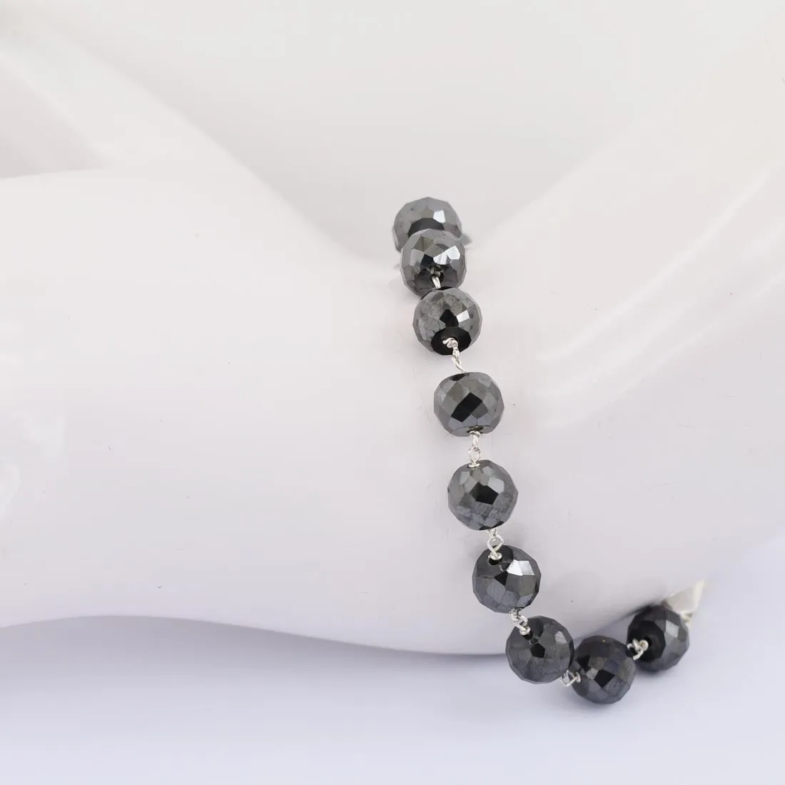 AAA Certified 8 mm Amazing Black Diamond Chain Bracelet, Anniversary Gift, Birthday Gift
