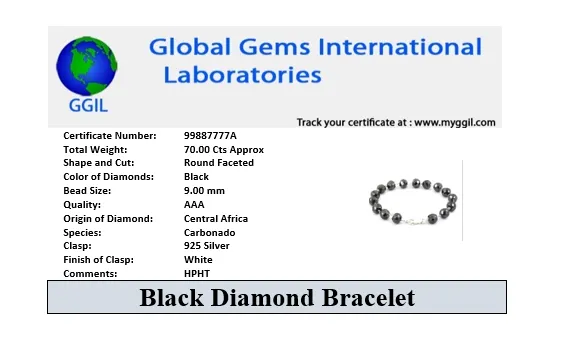 AAA Certified 8 mm Amazing Black Diamond Chain Bracelet, Anniversary Gift, Birthday Gift