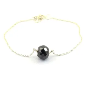 AAA Certified 8 mm Round Black Diamond Chain Bracelet in 925 Silver, Ideal For Birthday Gift