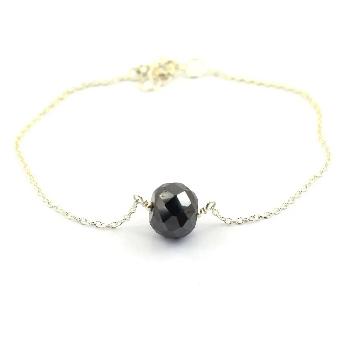 AAA Certified 8 mm Round Black Diamond Chain Bracelet in 925 Silver, Ideal For Birthday Gift