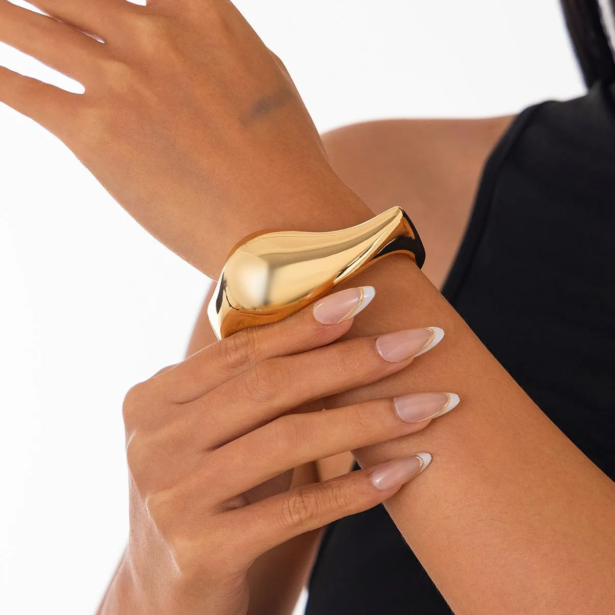 Abstract Liquid Flow Water Glossy Bangle Bracelet