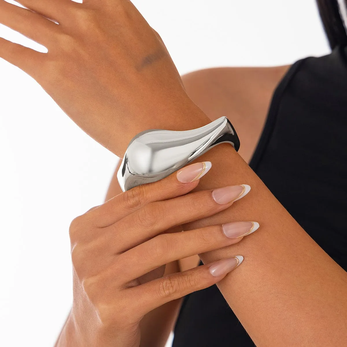 Abstract Liquid Flow Water Glossy Bangle Bracelet