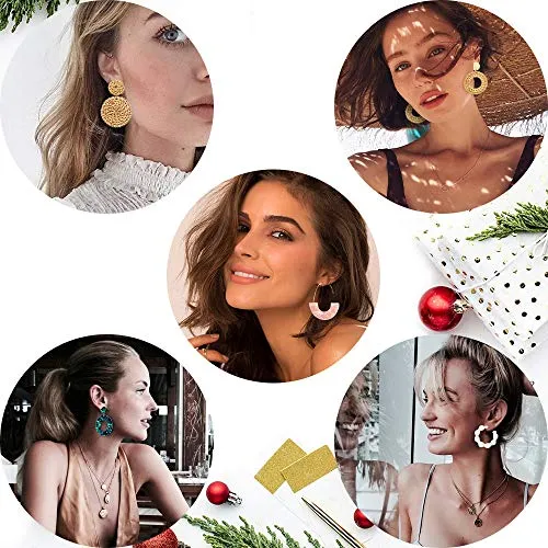 Acrylic Earrings for Women Mom Drop Dangle Leaf Earrings Resin Minimalist Bohemian Statement Jewelry (9 pair Rattan Acrylic)