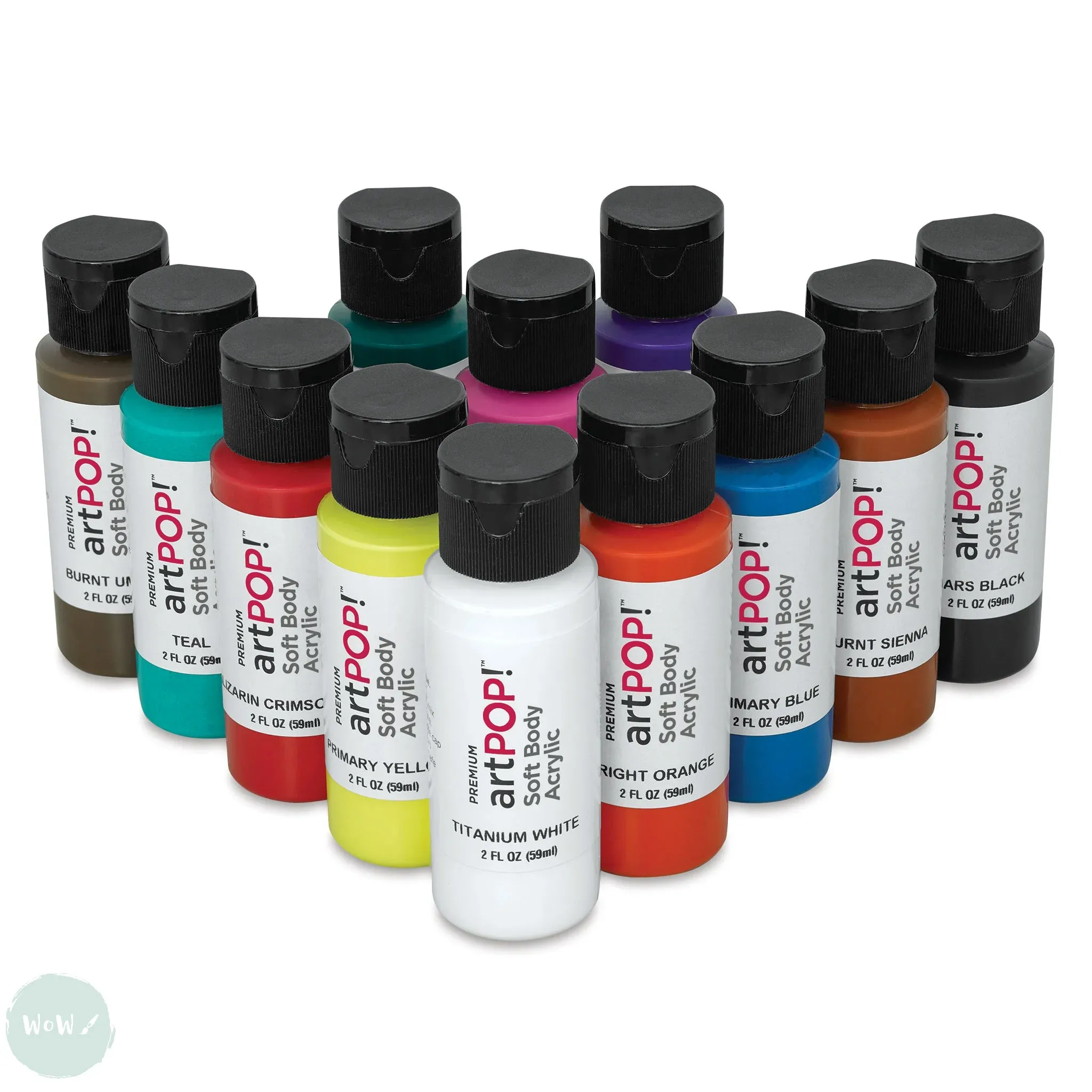 Acrylic Paint Set- artPOP! - SOFT BODY - 12 assorted PRIMARY COLOURS - 59ml