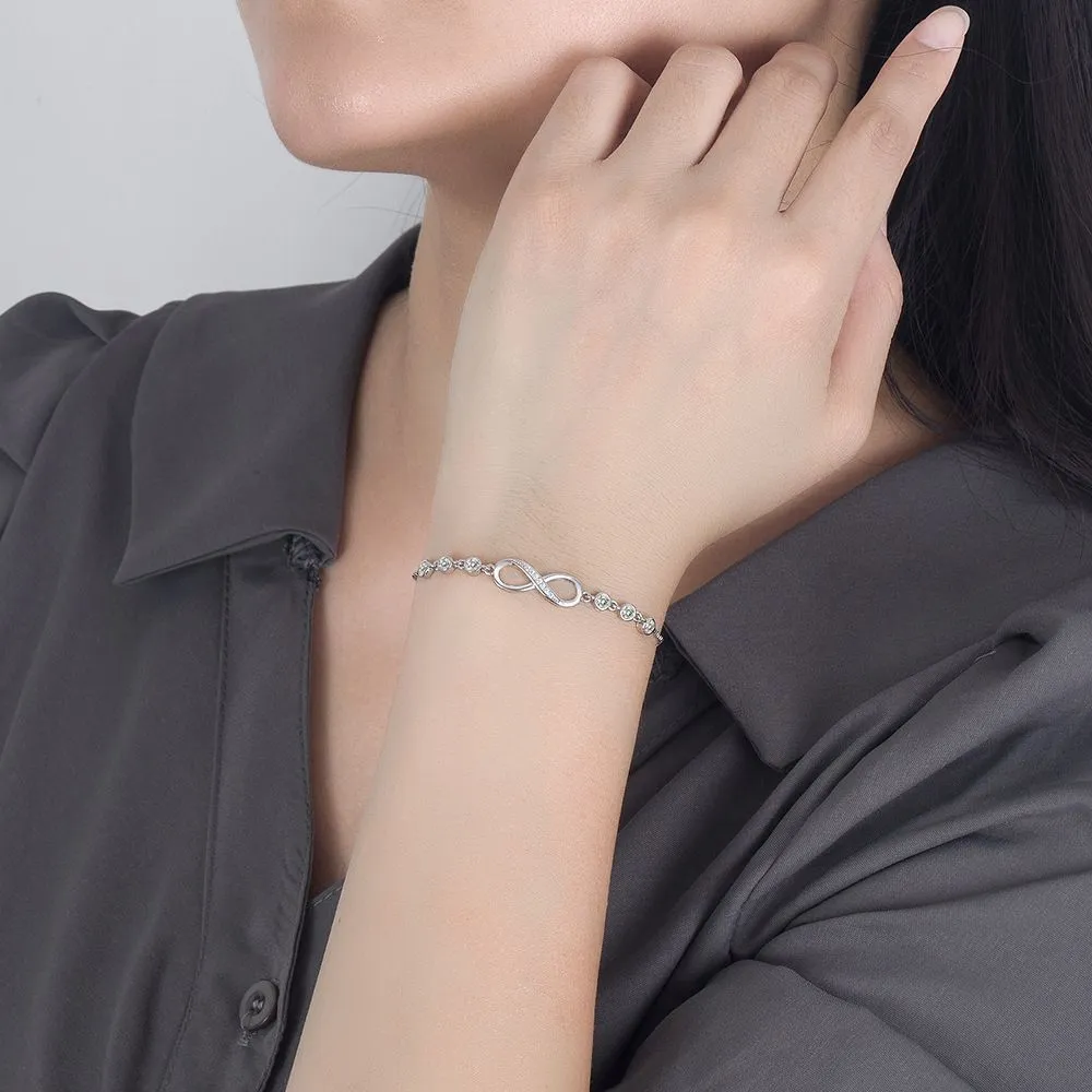 Adjustable Infinity Bracelet with Cubic Zirconia - Simple & Elegant Crystal Inlay Jewelry, Perfect Gift